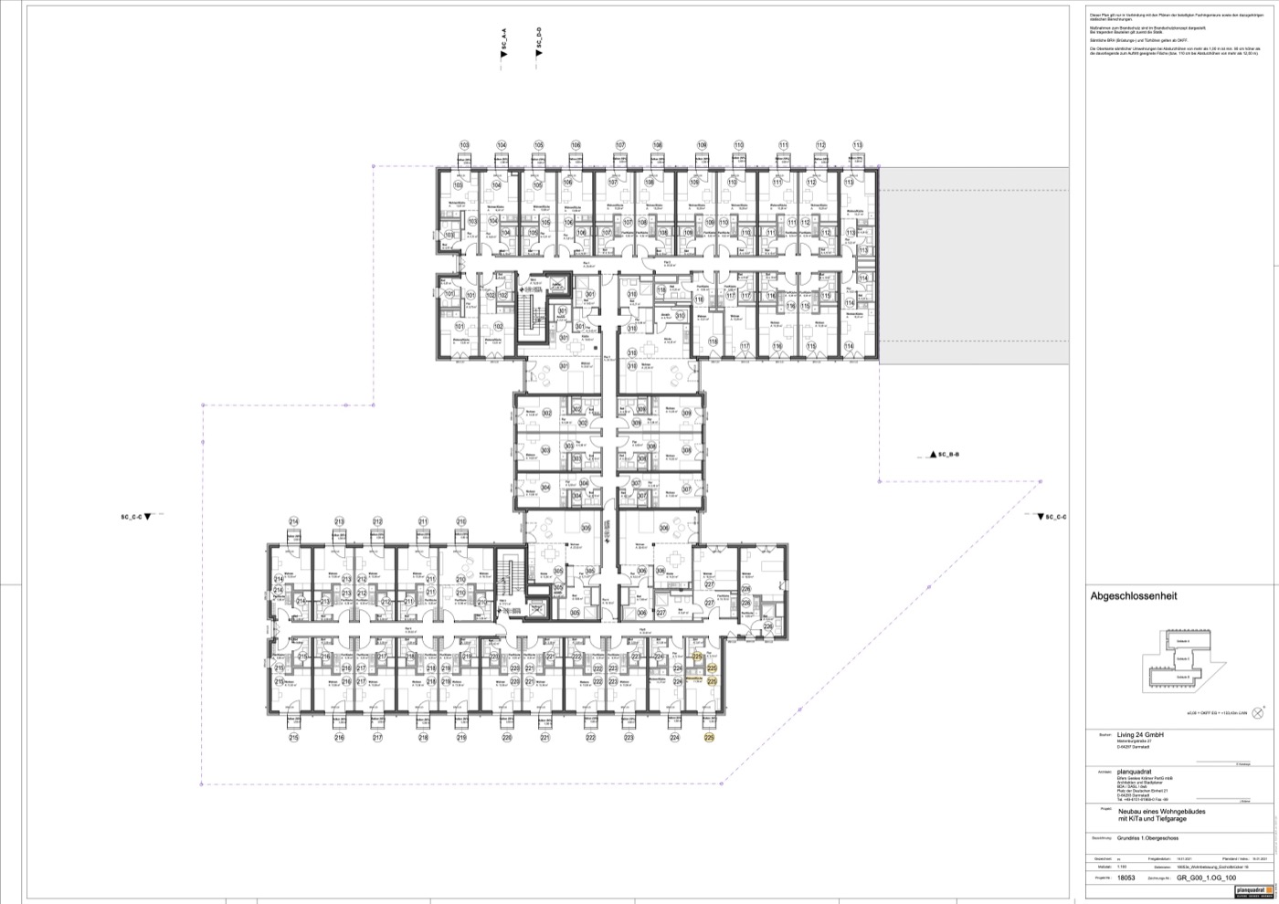 1st Floor Plan Oro Darmstadt — WE 102, planquadrat Architects