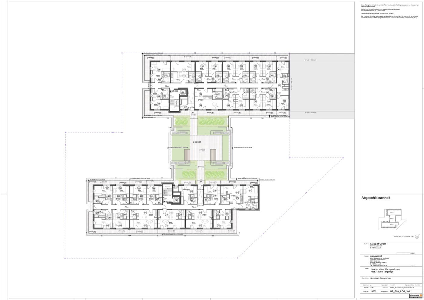 4th Floor Plan Oro Darmstadt — WE 264 with roof terrace, planquadrat Architects