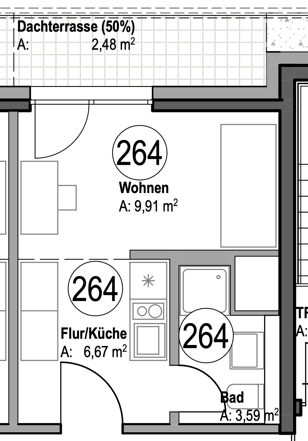 Floor Plan WE 264 · Room Layout · planquadrat Architects